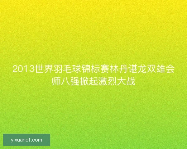 2013世界羽毛球锦标赛林丹谌龙双雄会师八强掀起激烈大战
